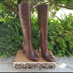 Embossed leather boots